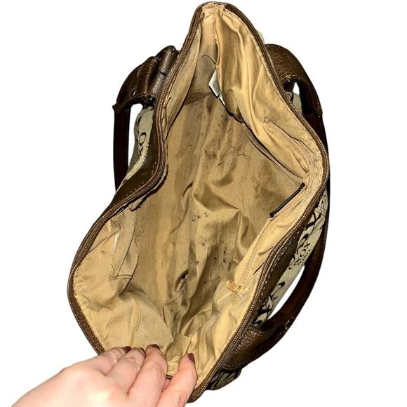 XOXO Monogram Jacquard Shoulder Bag Purse Brown Tan Trashy Y2k McBling Retro - Picture 5 of 10